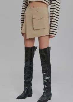 The Frankie Shop Judy Pocket Skort Tan New