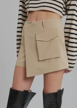 The Frankie Shop Judy Pocket Skort Tan New