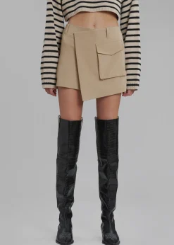 The Frankie Shop Judy Pocket Skort Tan New