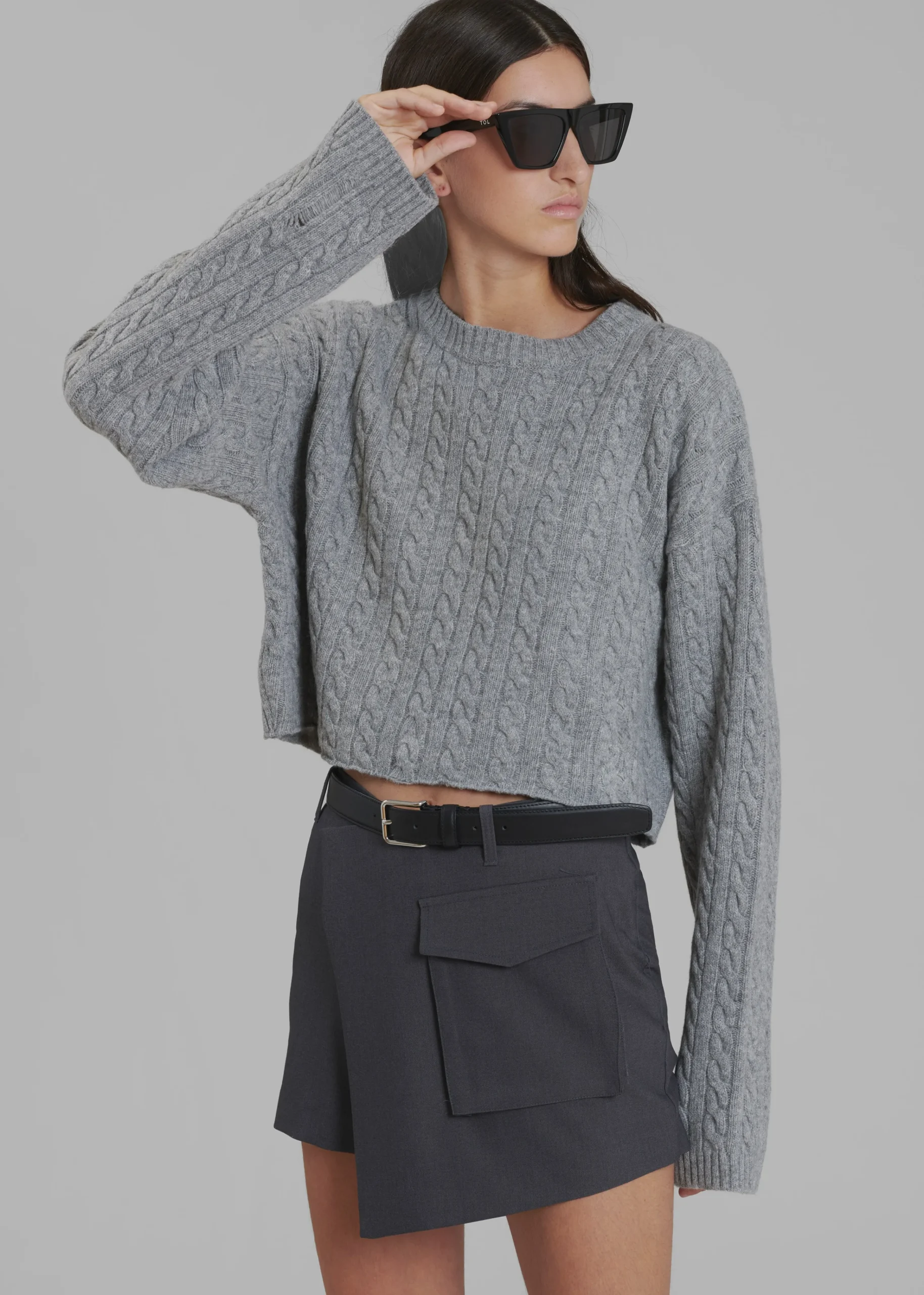 The Frankie Shop Judy Pocket Skort Grey Melange Clearance