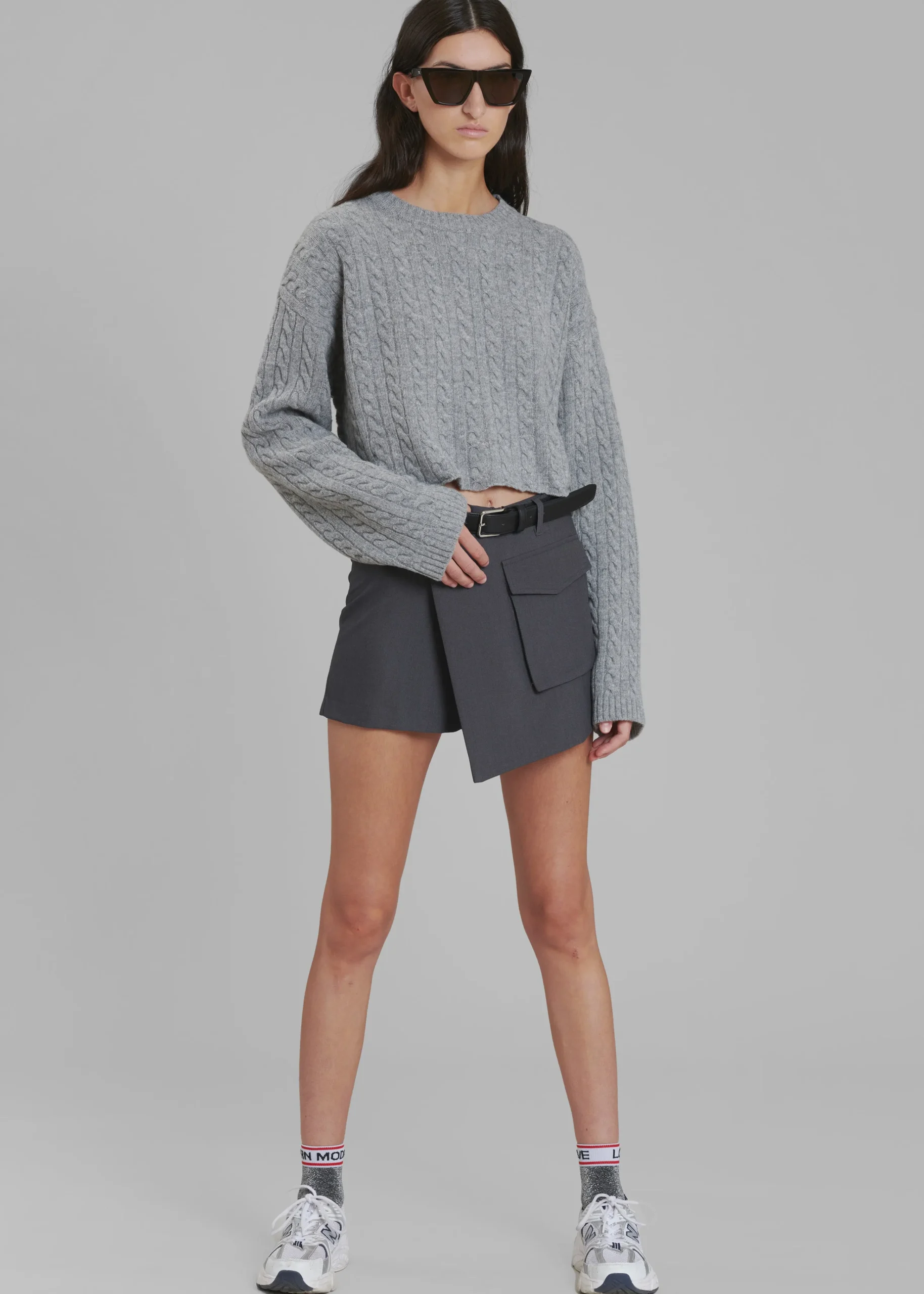 The Frankie Shop Judy Pocket Skort Grey Melange Clearance