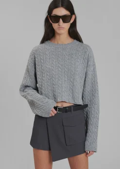 The Frankie Shop Judy Pocket Skort Grey Melange Clearance