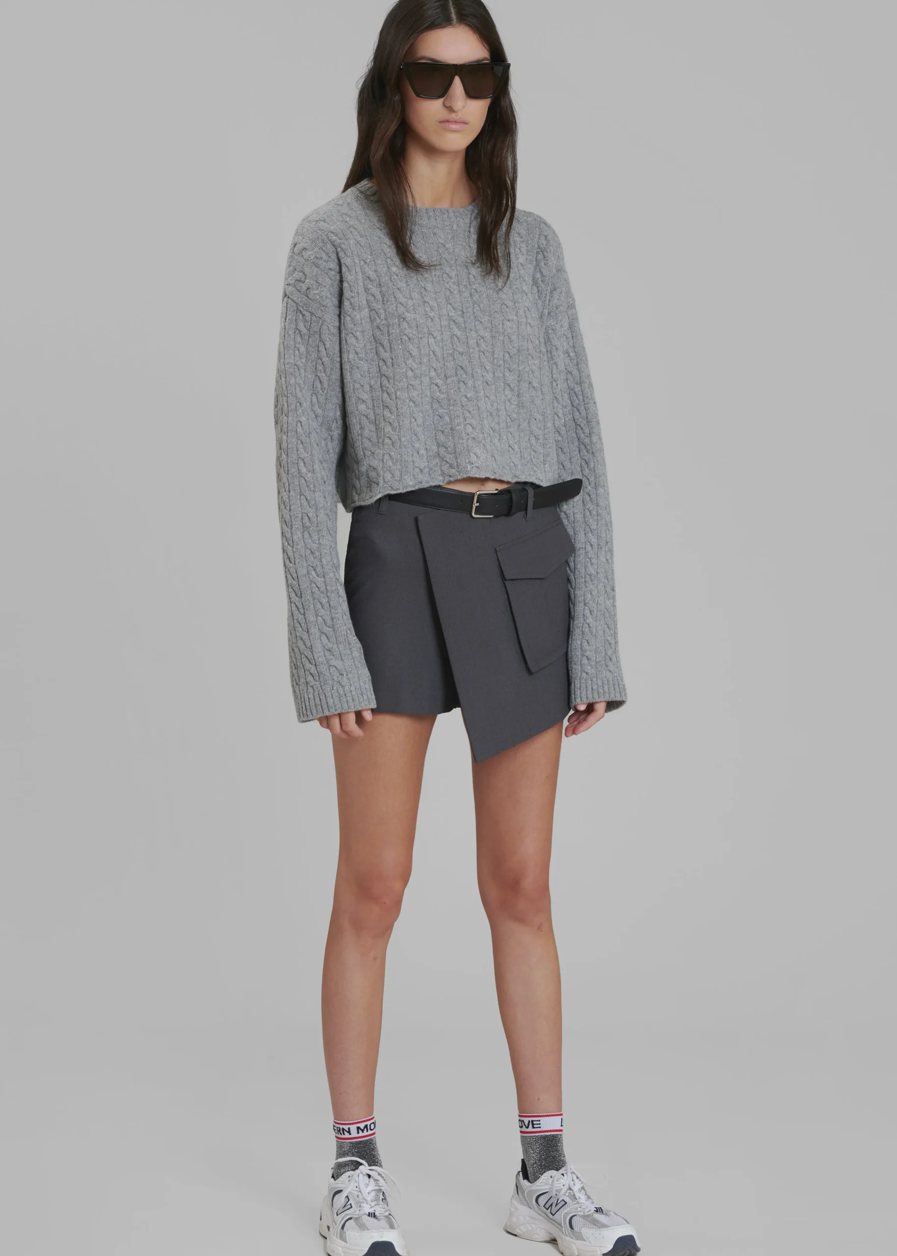 The Frankie Shop Judy Pocket Skort Grey Melange Clearance