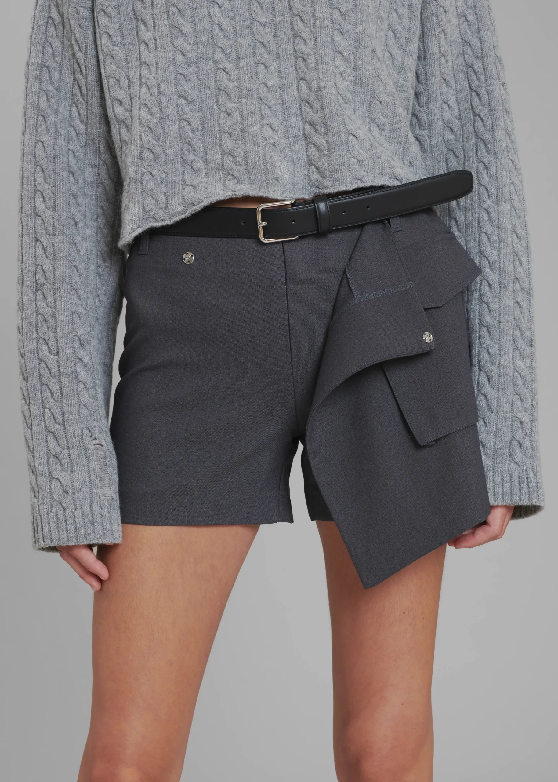 The Frankie Shop Judy Pocket Skort Grey Melange Clearance