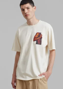 The Frankie Shop Jw Anderson Bicep Stud Chest Pocket T-Shirt Beige New
