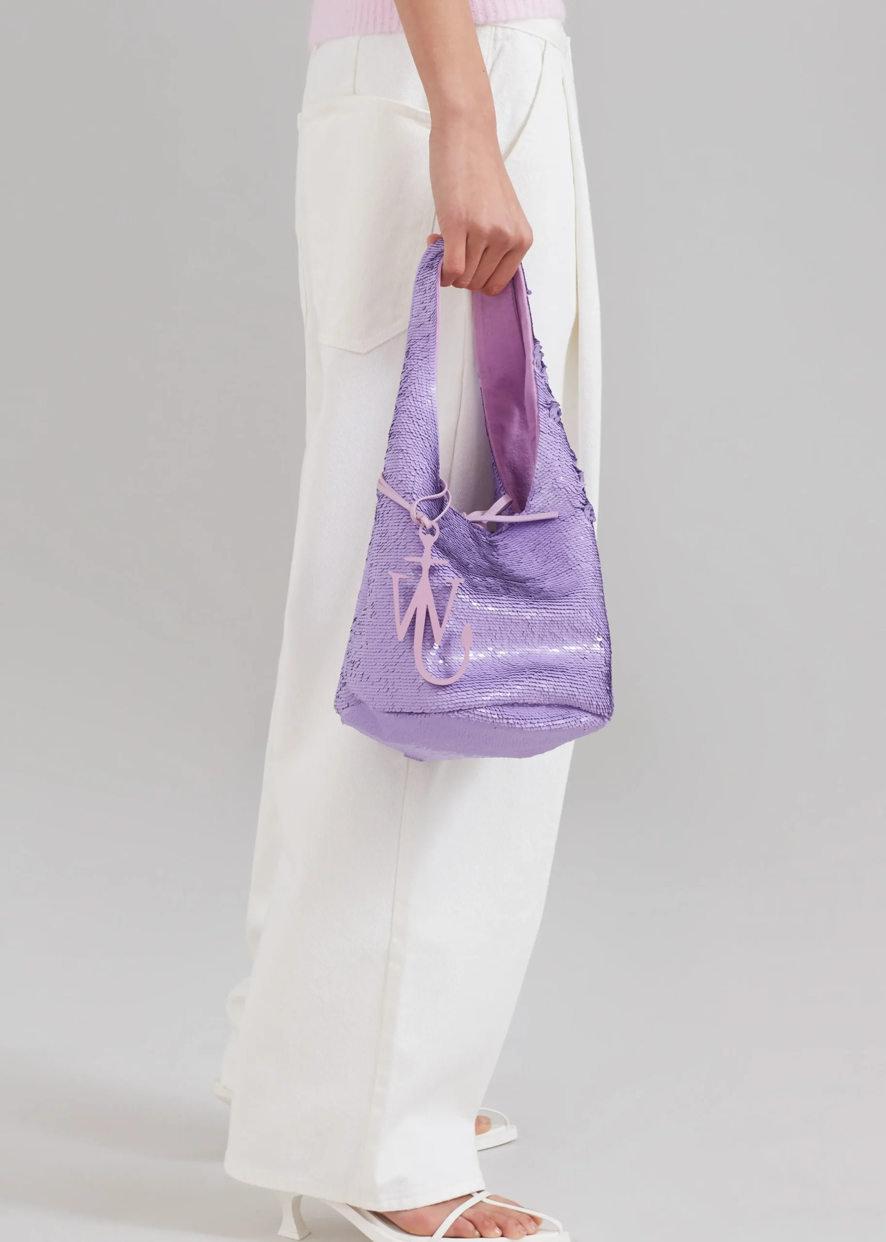 The Frankie Shop Jw Anderson Mini Sequin Shopper Top Handle Bag Lilac Sale