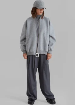 The Frankie Shop Jw Anderson Oversized Wool Bomber Jacket Grey Melange Clearance