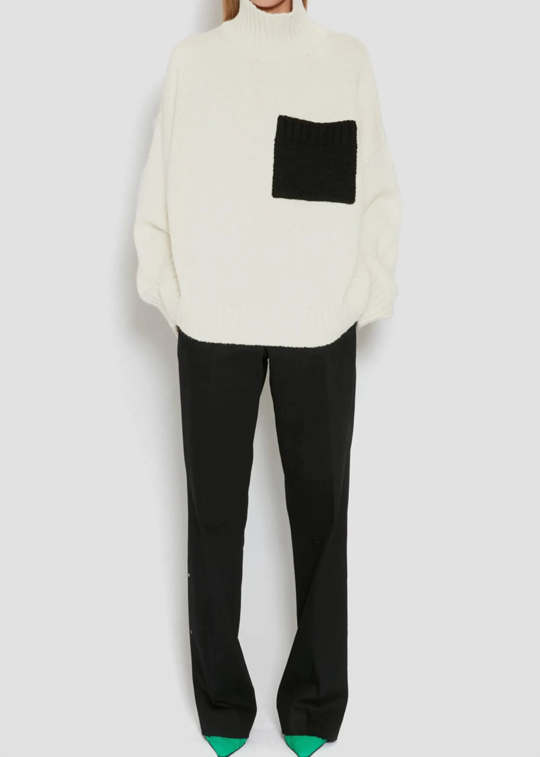 The Frankie Shop Jw Anderson Patch Pocket Turtleneck Off White/Black Online