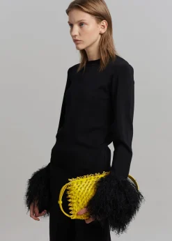 The Frankie Shop Jw Anderson Pom Pom Cuff Crew Neck Jumper Black New