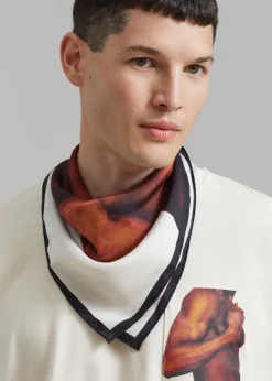 The Frankie Shop Jw Anderson Printed Silk Scarf Off White/Multi Sale