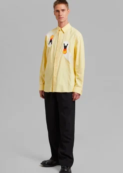 The Frankie Shop Jw Anderson Swan Embroidered Classic Fit Shirt Yellow Online