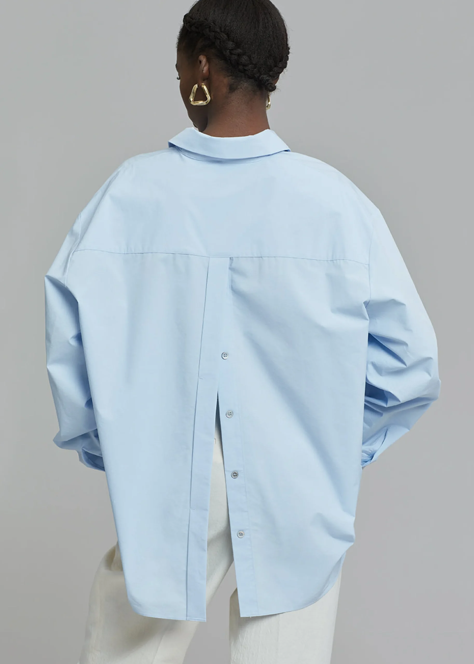 The Frankie Shop Kae Button Back Shirt Sky Hot
