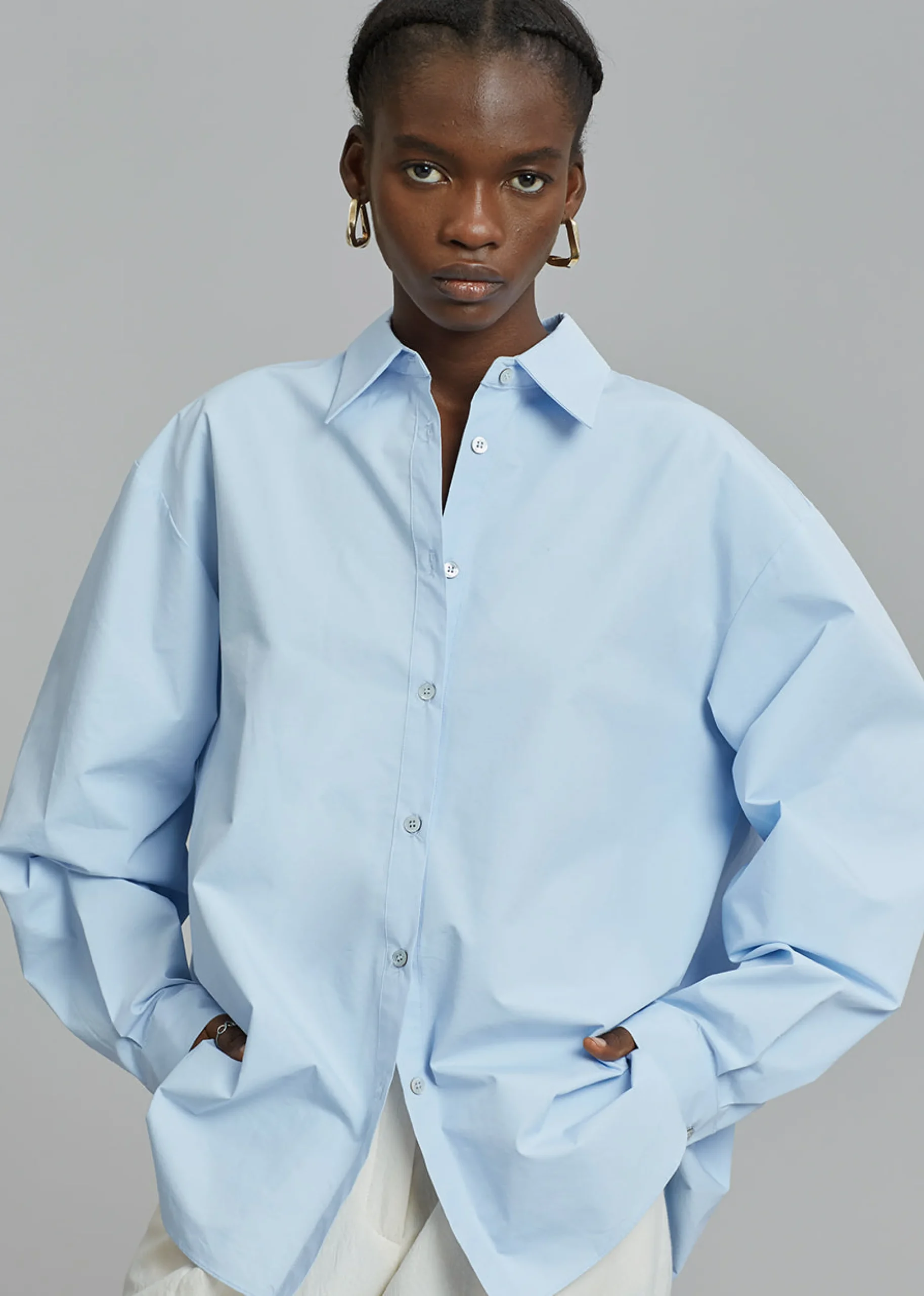 The Frankie Shop Kae Button Back Shirt Sky Hot