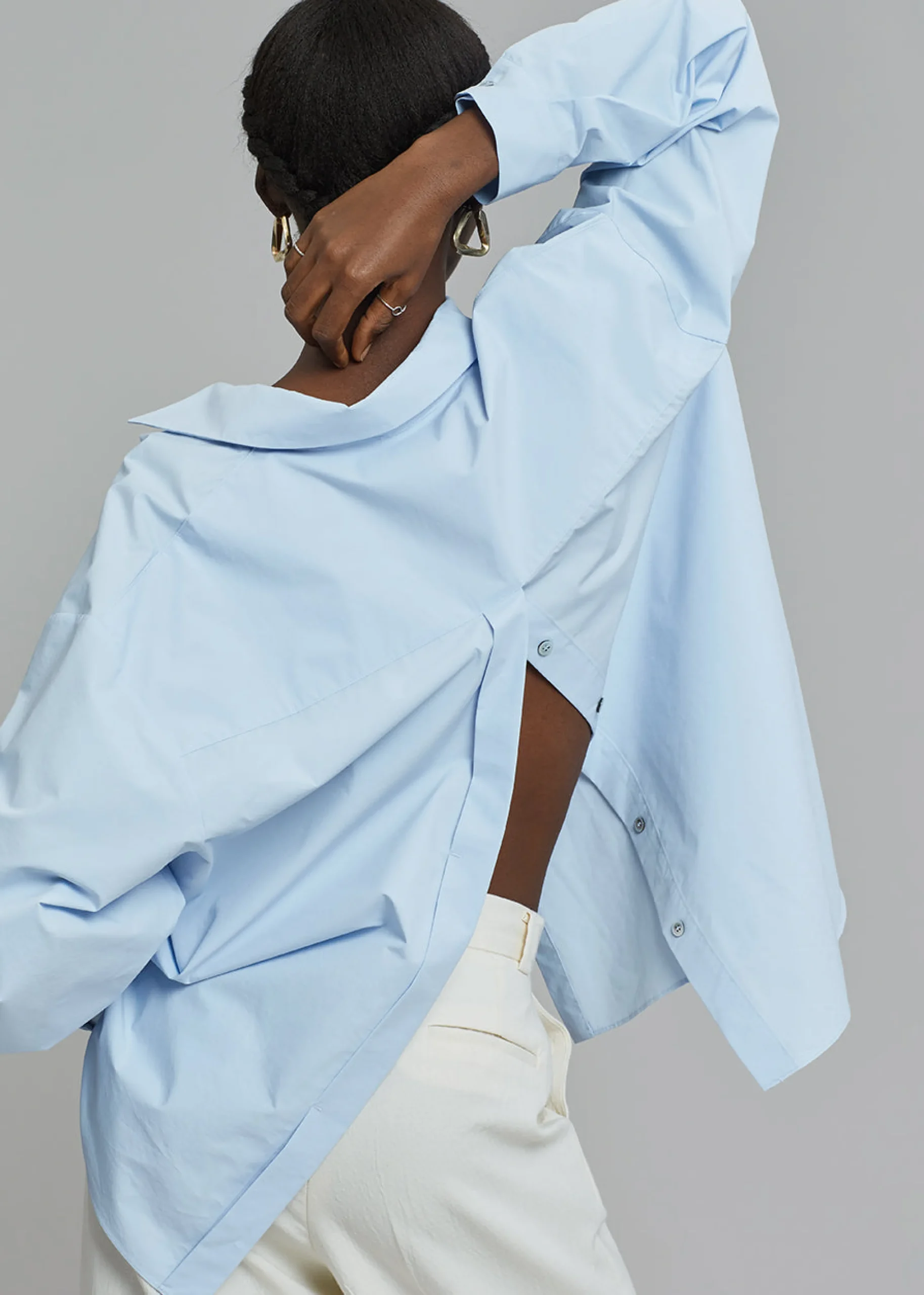 The Frankie Shop Kae Button Back Shirt Sky Hot