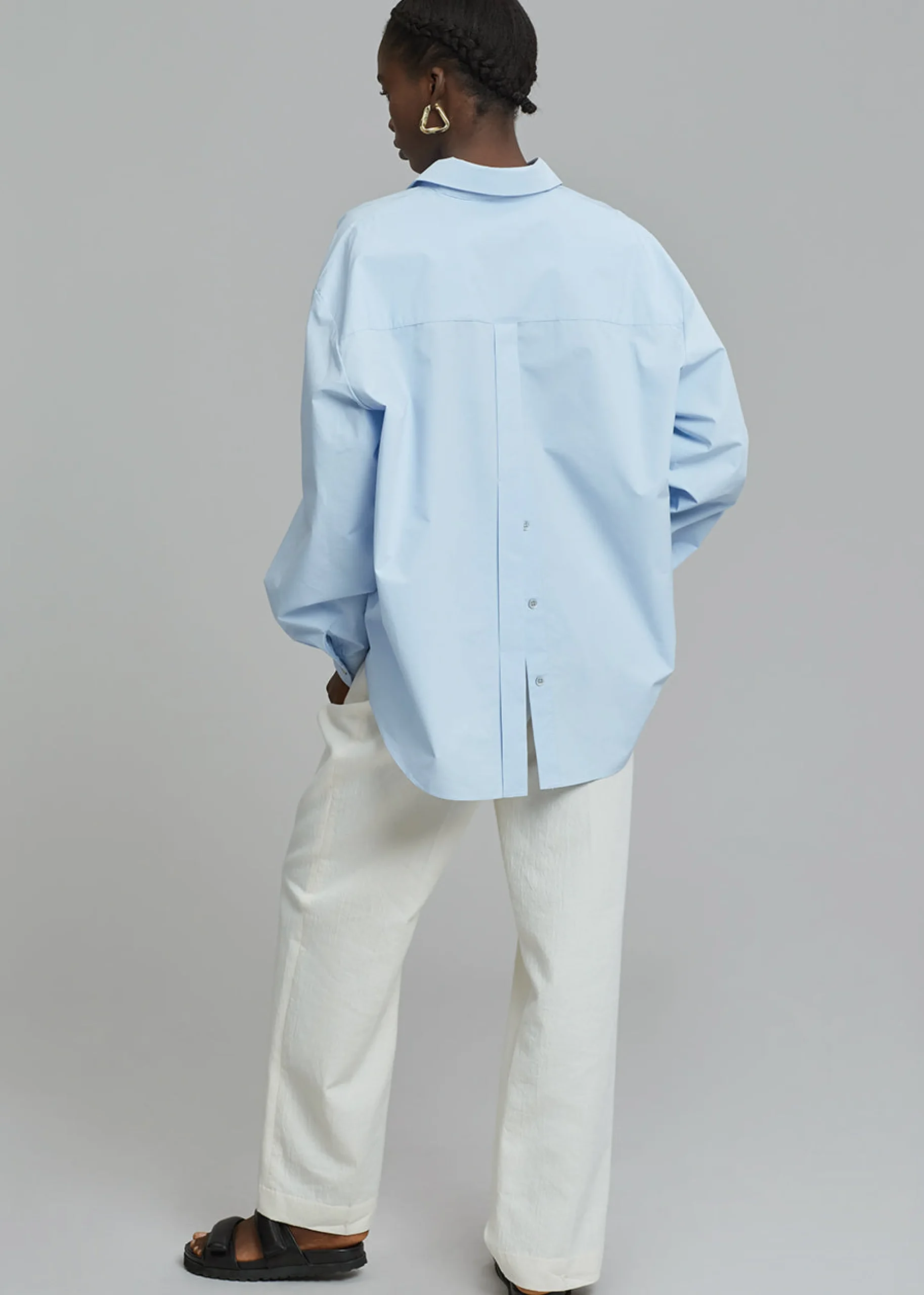 The Frankie Shop Kae Button Back Shirt Sky Hot
