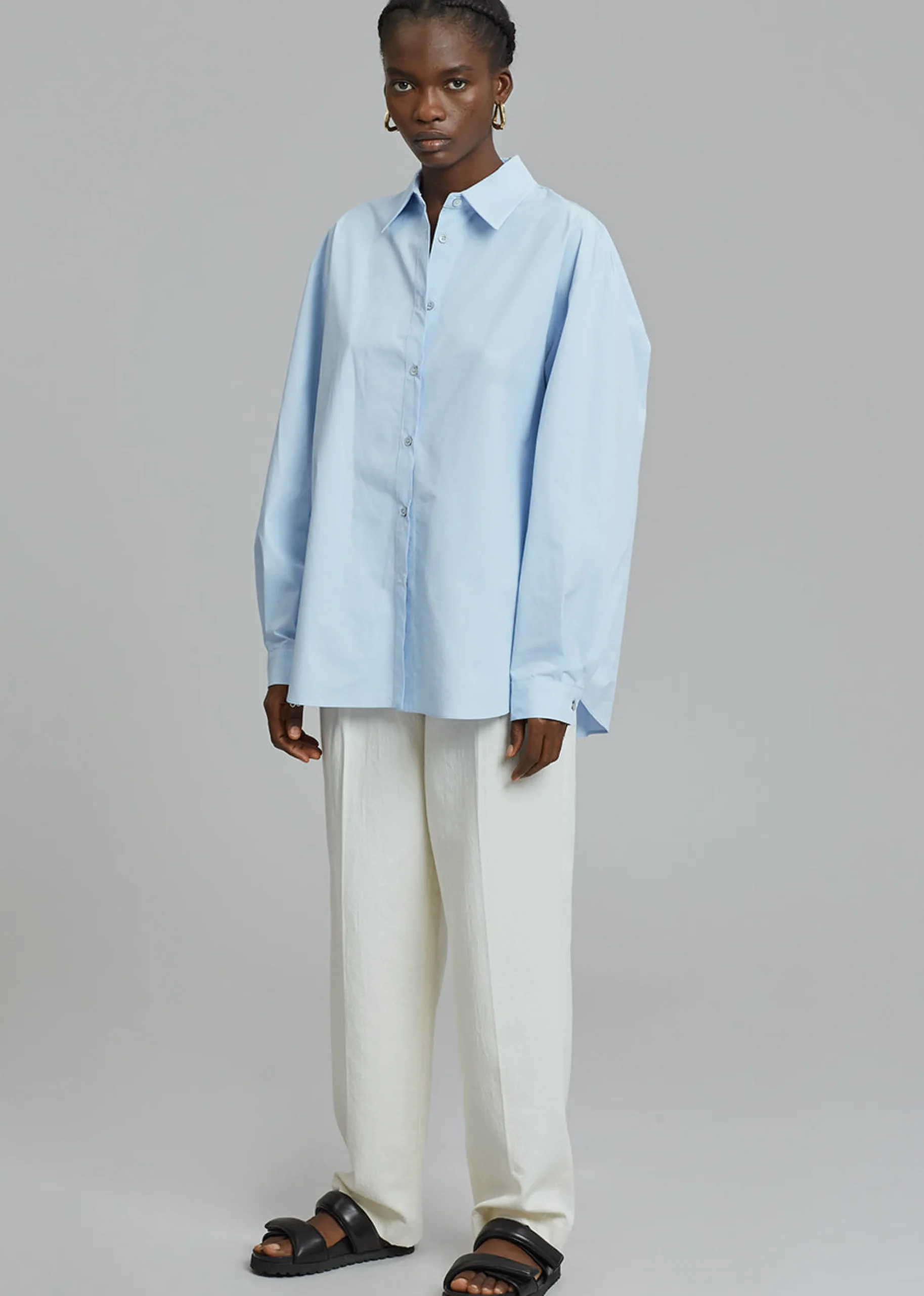 The Frankie Shop Kae Button Back Shirt Sky Hot
