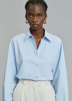 The Frankie Shop Kae Button Back Shirt Sky Hot
