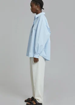The Frankie Shop Kae Button Back Shirt Sky Hot