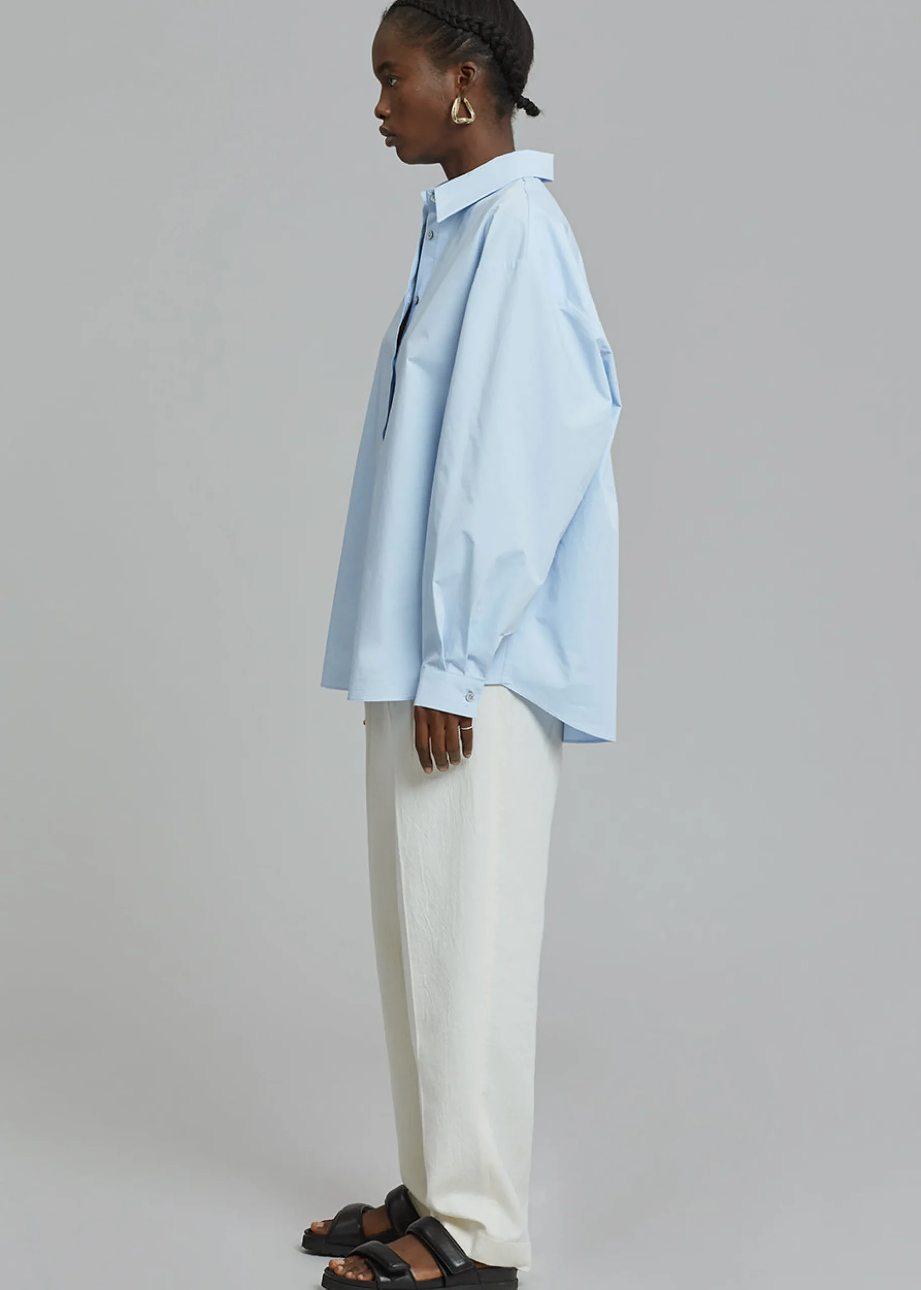 The Frankie Shop Kae Button Back Shirt Sky Hot