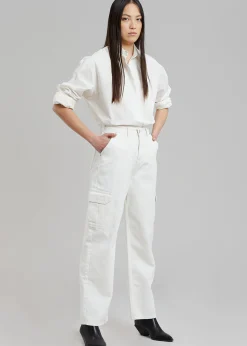 The Frankie Shop Kai Cargo Denim Pants White Discount