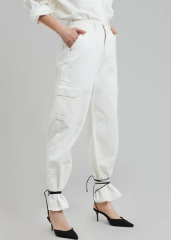 The Frankie Shop Kai Cargo Denim Pants White Discount