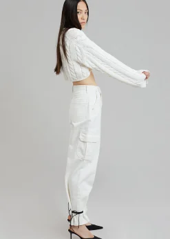 The Frankie Shop Kai Cargo Denim Pants White Discount
