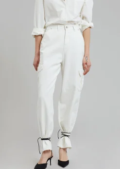 The Frankie Shop Kai Cargo Denim Pants White Discount