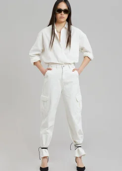 The Frankie Shop Kai Cargo Denim Pants White Discount