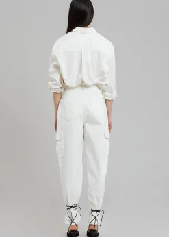 The Frankie Shop Kai Cargo Denim Pants White Discount
