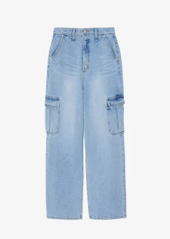 The Frankie Shop Kai Cargo Denim Pants Worn Wash Hot