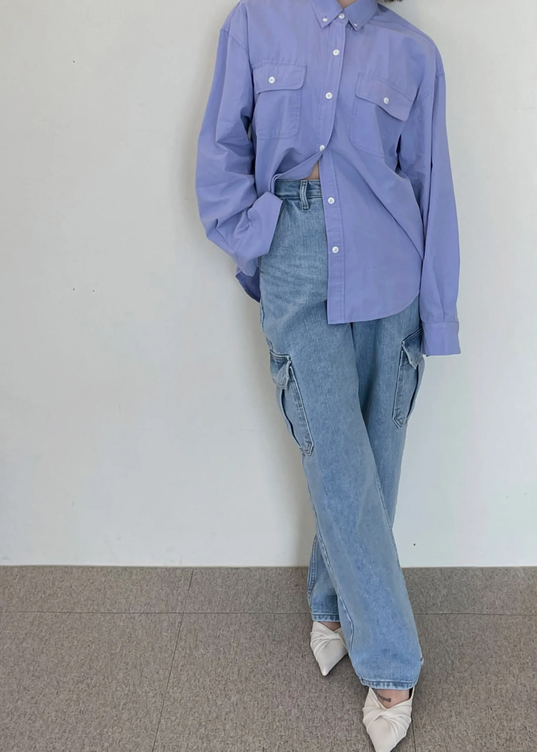 The Frankie Shop Kai Cargo Denim Pants Worn Wash Hot