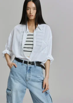 The Frankie Shop Kai Cargo Denim Pants Worn Wash Hot