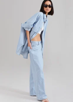 The Frankie Shop Kaline Light Blue Pants White Stripe Outlet