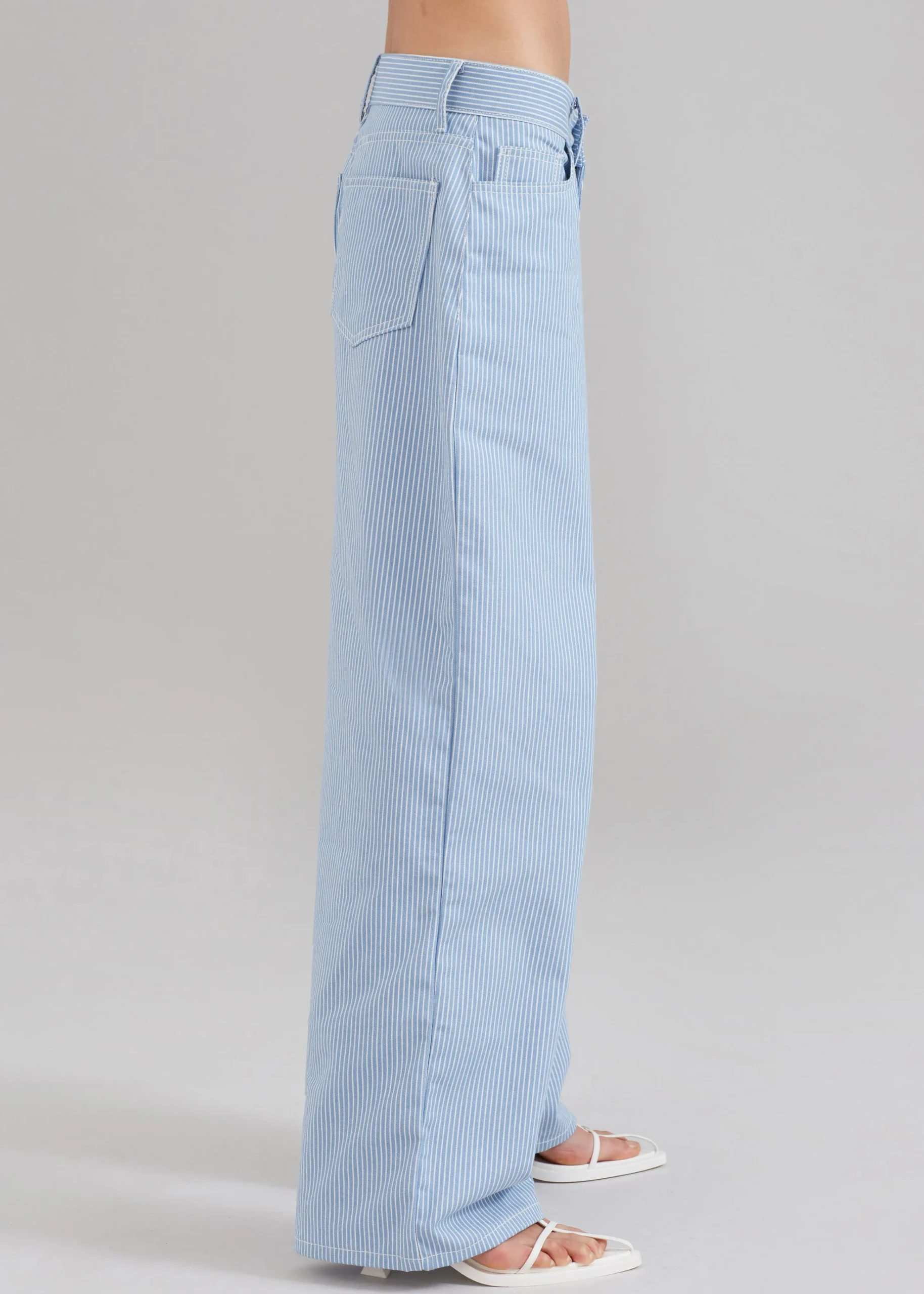The Frankie Shop Kaline Light Blue Pants White Stripe Outlet