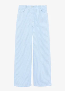 The Frankie Shop Kaline Light Blue Pants White Stripe Outlet