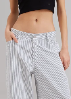 The Frankie Shop Kaline White Pants Navy Stripe