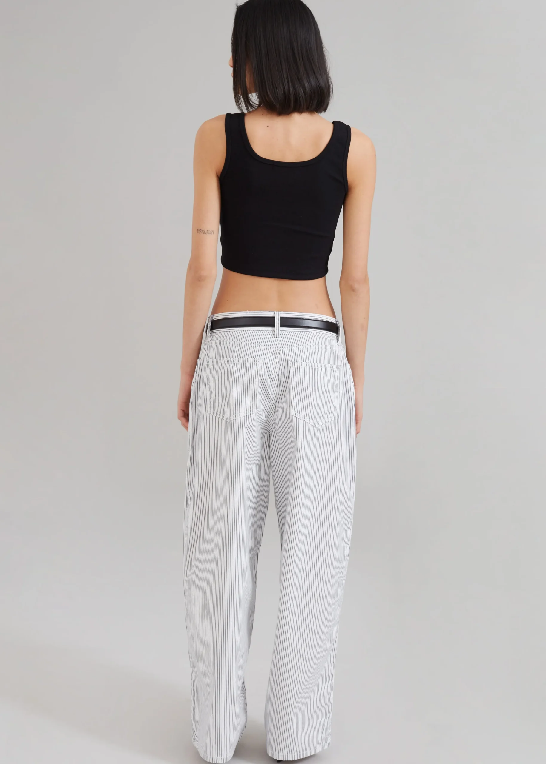 The Frankie Shop Kaline White Pants Navy Stripe