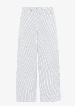 The Frankie Shop Kaline White Pants Navy Stripe