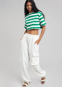 The Frankie Shop Karina Cropped T-Shirt Green/White Online