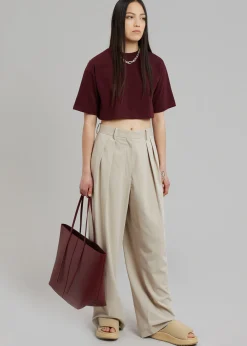 The Frankie Shop Karina Cropped T-Shirt Bordeaux Sale