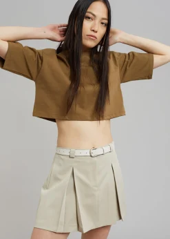 The Frankie Shop Karina Cropped T-Shirt Olive Online