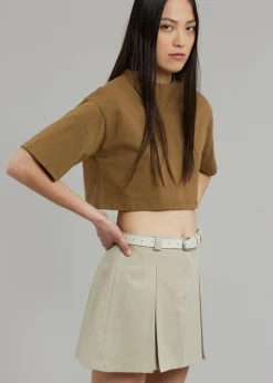 The Frankie Shop Karina Cropped T-Shirt Olive Online