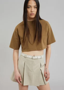 The Frankie Shop Karina Cropped T-Shirt Olive Online