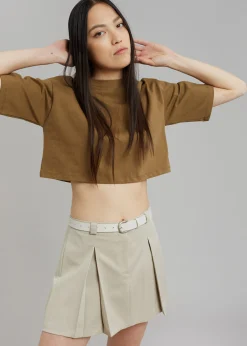 The Frankie Shop Karina Cropped T-Shirt Olive Online