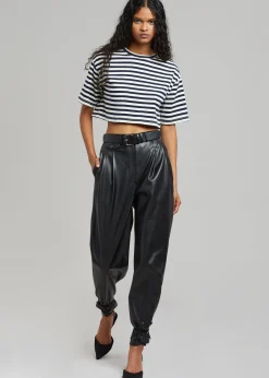 The Frankie Shop Karina Cropped T-Shirt Navy/Off White Online