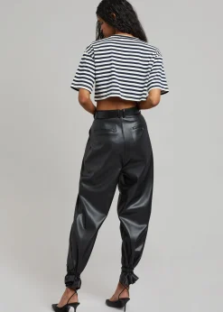 The Frankie Shop Karina Cropped T-Shirt Navy/Off White Online
