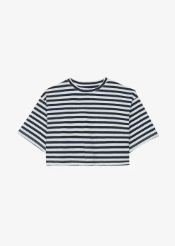The Frankie Shop Karina Cropped T-Shirt Navy/Off White Online