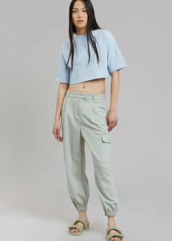 The Frankie Shop Karina Cropped T-Shirt Sky