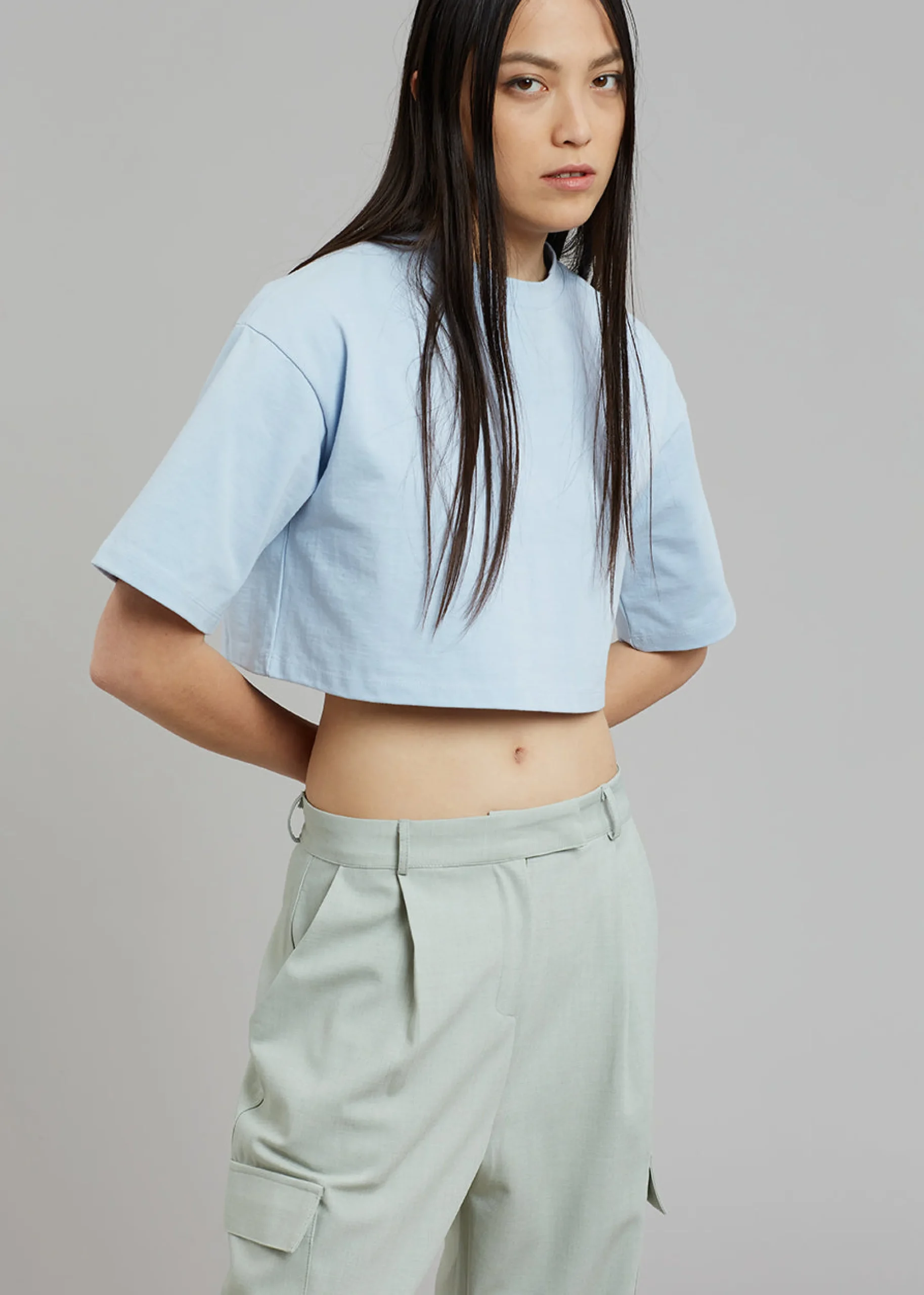 The Frankie Shop Karina Cropped T-Shirt Sky
