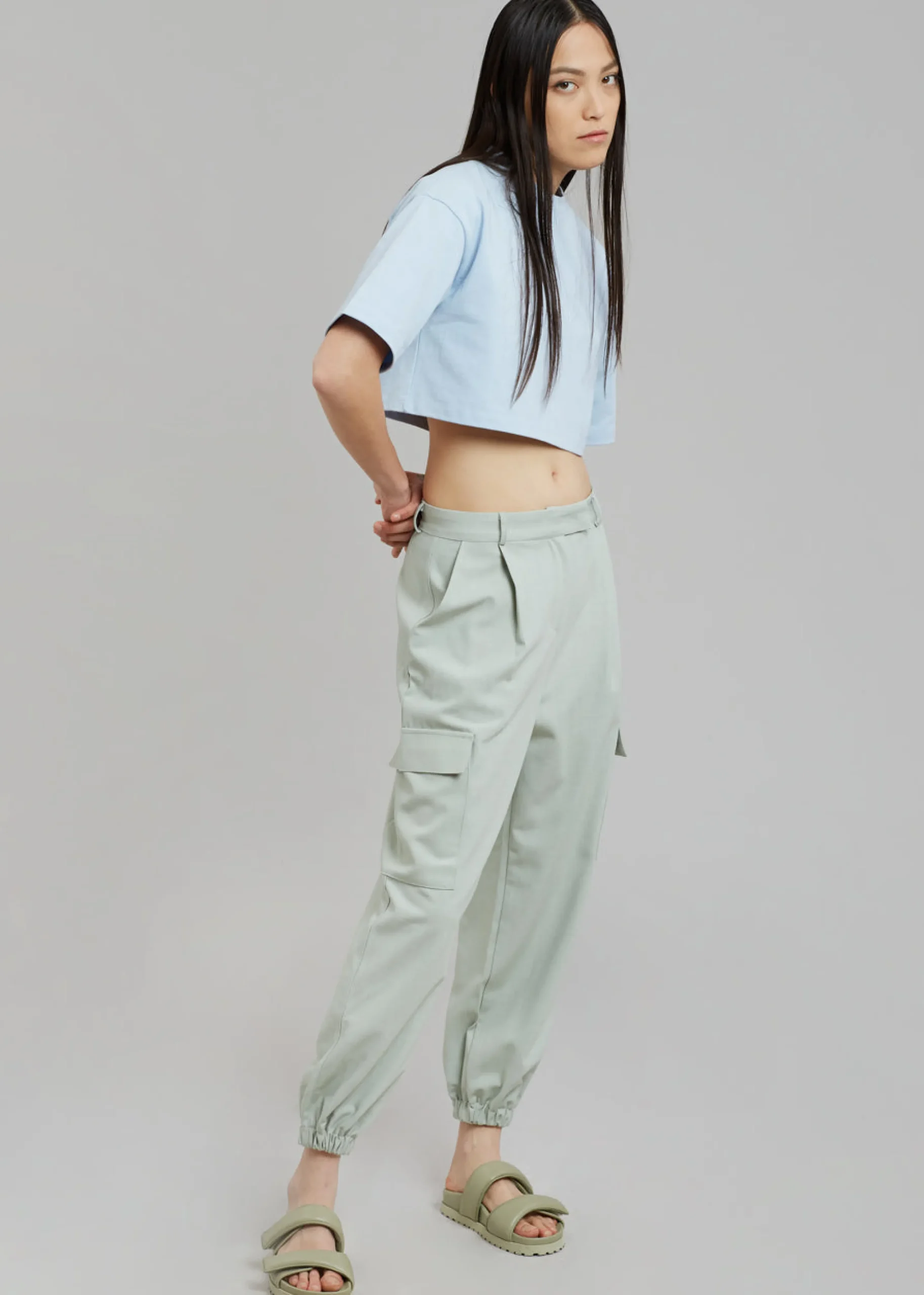 The Frankie Shop Karina Cropped T-Shirt Sky